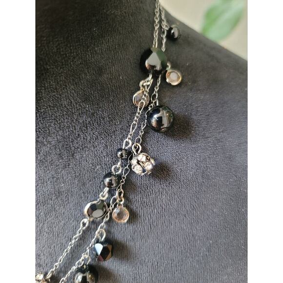 Express Black Beaded Layered Necklace With Lobster Clasp Elegant Statement Piece - Picture 2 of 7